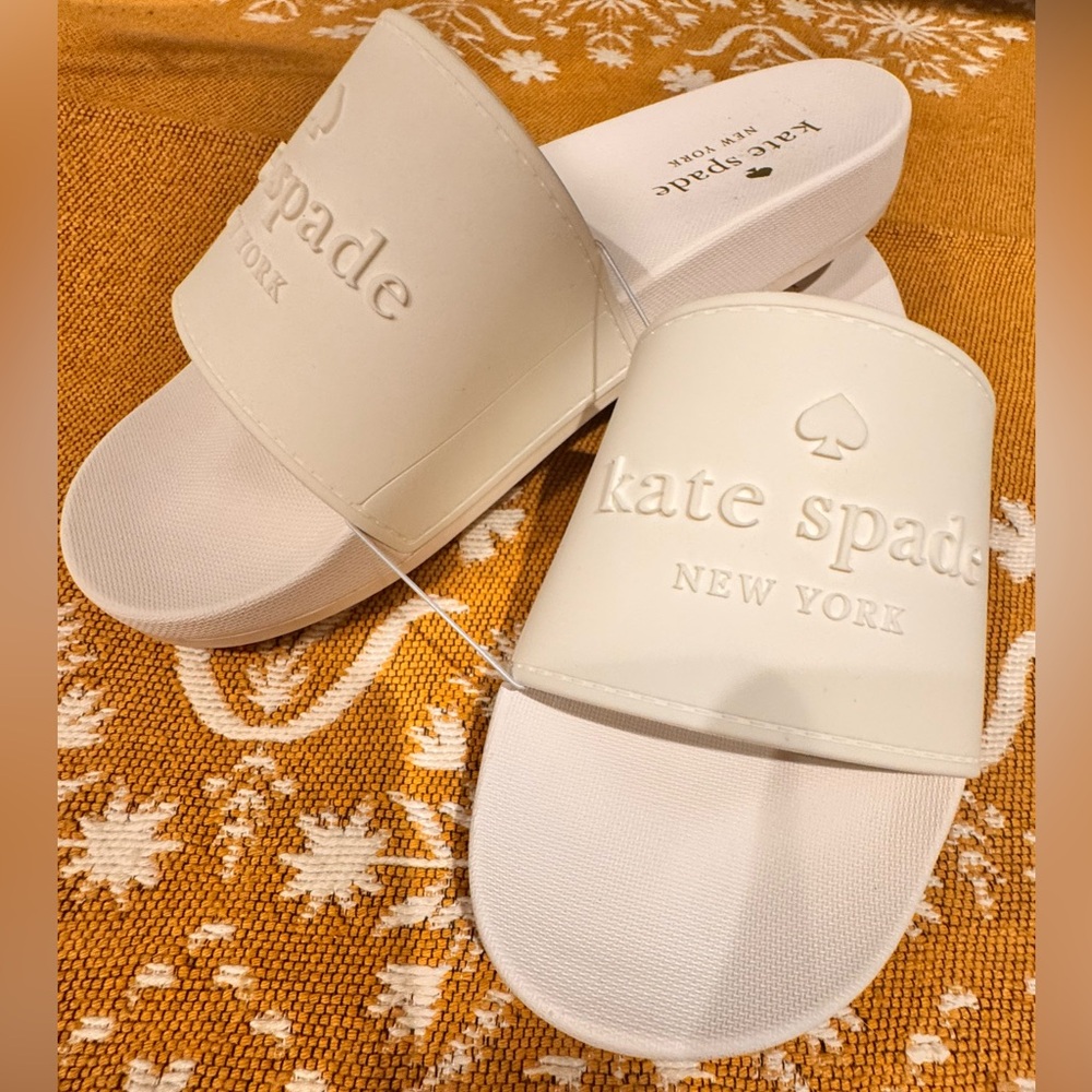 Kate Spade White Embossed Sandals